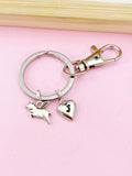 Silver Flying Pig Charm Keychain, Initial Charm