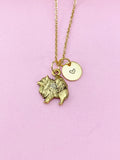 Gold Pomeranian Charm Necklace, Pom Dog Breed Charm, N477