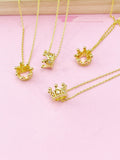 Gold Crown Charm Necklace, N5597G