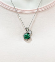 Silver Malachite Charm Necklace, Gold in Option, Natural Gemstone Jewelry, N4693