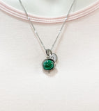 Silver Malachite Charm Necklace, Gold in Option, Natural Gemstone Jewelry, N4693