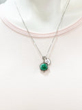 Silver Malachite Charm Necklace, Gold in Option, Natural Gemstone Jewelry, N4693