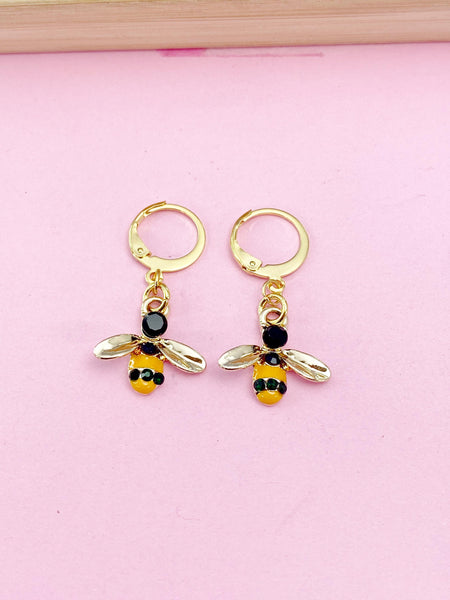 Gold Bee Charm Earrings, N2687