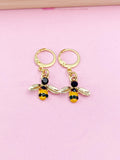Gold Bee Charm Earrings, N2687