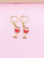 Gold Goblet Red Wine Earrings, N3294