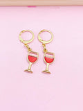 Gold Goblet Red Wine Earrings, N3294