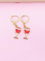 Gold Goblet Red Wine Earrings, N3294