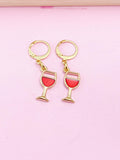 Gold Goblet Red Wine Earrings, N3294
