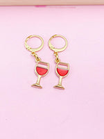 Gold Goblet Red Wine Earrings, N3294