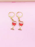 Gold Goblet Red Wine Earrings, N3294