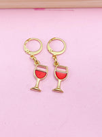 Gold Goblet Red Wine Earrings, N3294