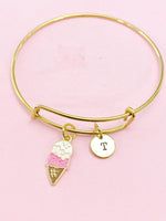 Gold Sweet Ice Cream Cone Charm Bracelet, N3795