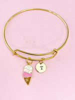 Gold Sweet Ice Cream Cone Charm Bracelet, N3795