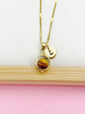 Gold Tiger Eye Necklace, Natural Gemstone Jewelry, Personalized Gift, N4691A