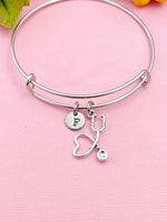 Silver Stethoscope Heart Charm Bracelet, N1329
