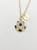 Gold Soccer Charm Necklace, Soccer Sport Jewelry Gift, N5865