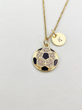 Gold Soccer Charm Necklace, Soccer Sport Jewelry Gift, N5865
