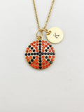 Gold Basketball Charm Necklace, Coach School Sport Jewelry Gift, N5866