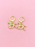 Gold Horse Charm Earrings, Best Equestrian Christmas Gift, N3343A