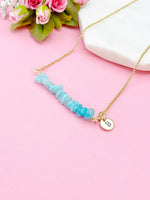 Gold Natural Amazonite Necklace, Natural Amazonite Gemstone Jewelry, Bracelet Option, N5873