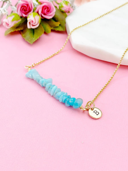 Gold Natural Amazonite Necklace, Natural Amazonite Gemstone Jewelry, Bracelet Option, N5873