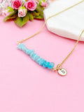 Gold Natural Amazonite Necklace, Natural Amazonite Gemstone Jewelry, Bracelet Option, N5873