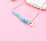 Gold Natural Amazonite Necklace, Natural Amazonite Gemstone Jewelry, Bracelet Option, N5873