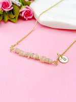 Gold Natural Sunstone Necklace, Natural Sunstone Gemstone Jewelry, Bracelet Option, N5874