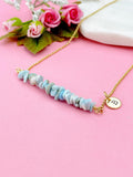 Gold Natura Larimar Necklace, Natura Larimar Gemstone Jewelry, Bracelet Option, N5878