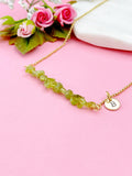 Gold Natural Peridot Necklace, Natural Peridot Gemstone Jewelry, Bracelet Option, N5879