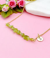 Gold Natural Peridot Necklace, Natural Peridot Gemstone Jewelry, Bracelet Option, N5879