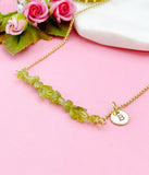 Gold Natural Peridot Necklace, Natural Peridot Gemstone Jewelry, Bracelet Option, N5879