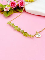 Gold Natural Peridot Necklace, Natural Peridot Gemstone Jewelry, Bracelet Option, N5879