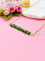 Gold Natural Diopside Necklace, Natural Diopside Gemstone Jewelry, Bracelet Option, N5880