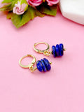 Gold Lapis Lazuli Earrings, Natural Lapis Lazuli Gemstone Jewelry, Silver Option, N5881