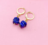 Gold Lapis Lazuli Earrings, Natural Lapis Lazuli Gemstone Jewelry, Silver Option, N5881