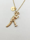 Gold Dinosaur Skeleton Charm Necklace, N5882