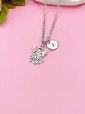 Silver Guardian Angel Necklace, Initial Charm, Personalized Gift