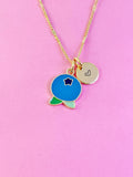 Gold Blueberry Charm Necklace, Fruit Blueberry Charm, N3131A