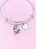 Chicken Charm Bangle Bracelet, Initial, Chicken Lover Gift