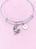 Chicken Charm Bangle Bracelet, Initial, Chicken Lover Gift