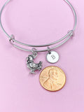 Chicken Charm Bangle Bracelet, Initial, Chicken Lover Gift