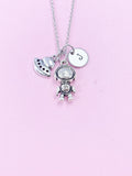 Silver Astronaut Spaceship Charm Necklace, N909A