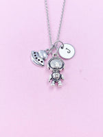 Silver Astronaut Spaceship Charm Necklace, N909A
