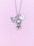 Silver Astronaut Spaceship Charm Necklace, N909A