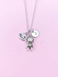 Silver Astronaut Spaceship Charm Necklace, N909A