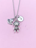 Silver Astronaut Spaceship Charm Necklace, N909A