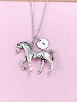 Silver Walking Horse Charm Necklace, N4655