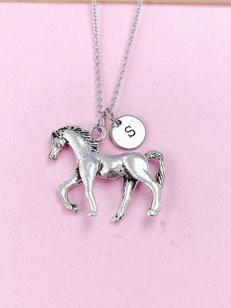 Silver Walking Horse Charm Necklace, N4655