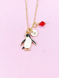 Gold Penguin Charm Necklace, Wildlife Biologist Zookeeper Gifts, N4342B